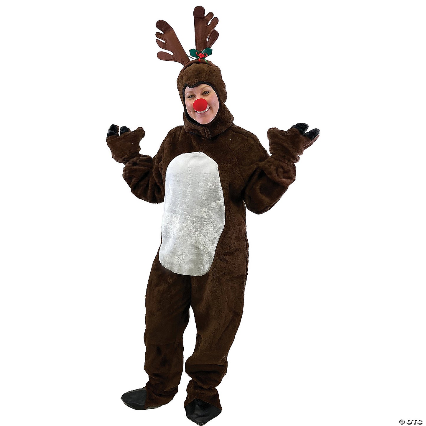 Adults Reindeer Costume with Hood - Medium