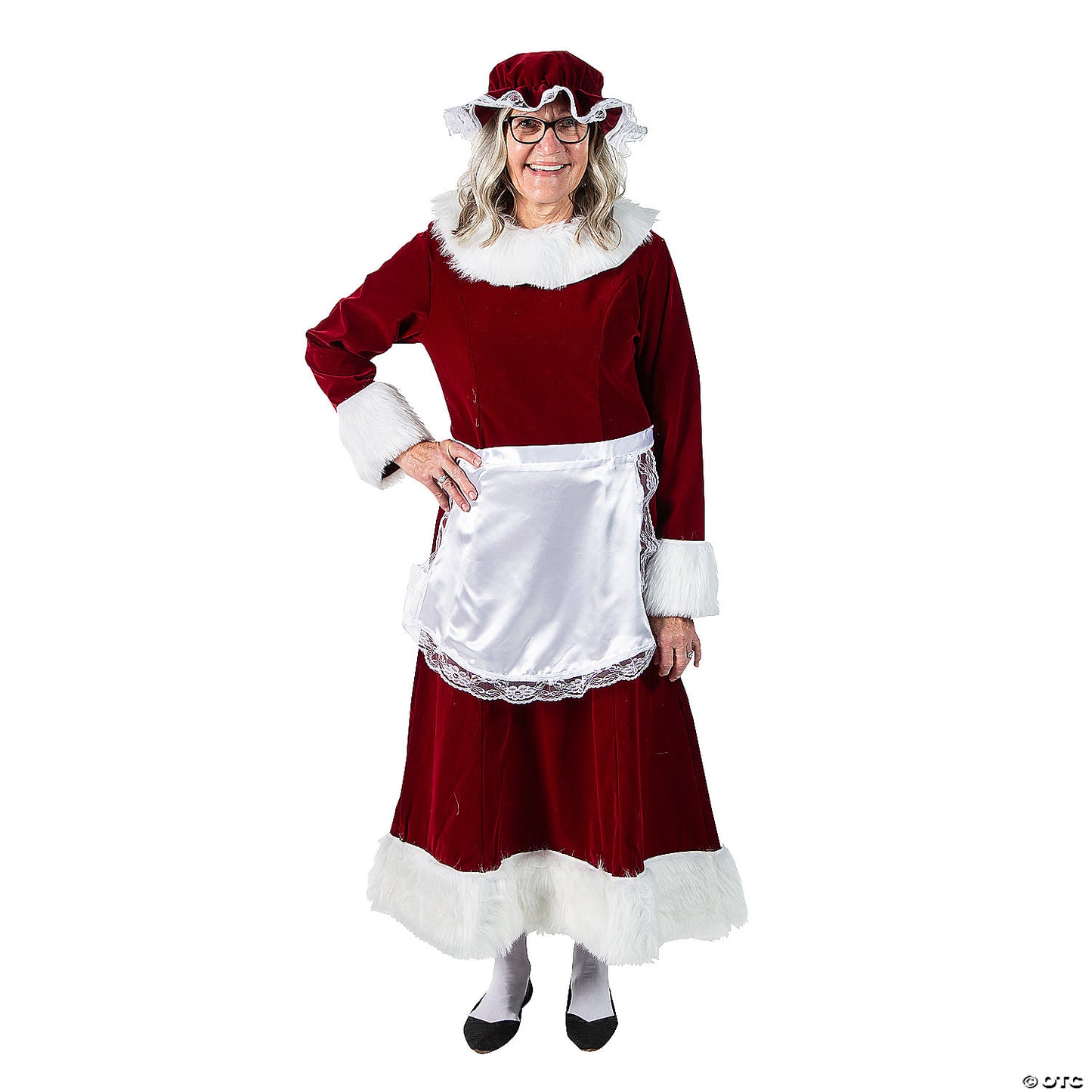 Women’s Burgundy Velvet Mrs. Claus Dress Costume - XXL