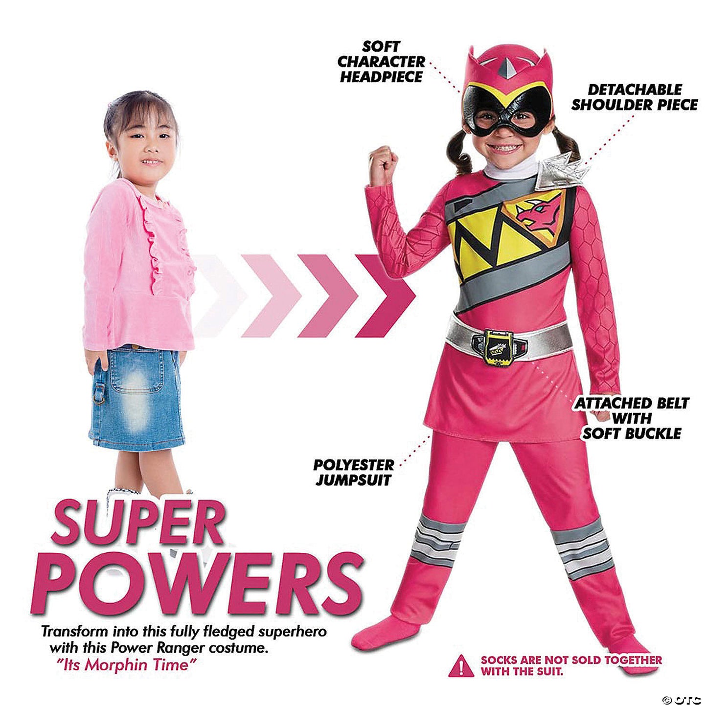 Toddler Girl's Classic Mighty Morphin Power Rangers™ Pink Ranger Costume - 3T-4T