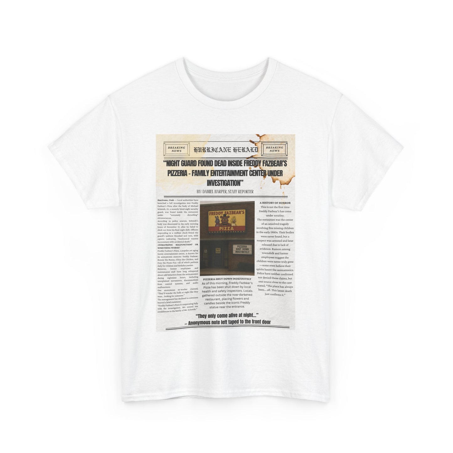 Five Nights At Freddy's Newspaper Shirt Unisex