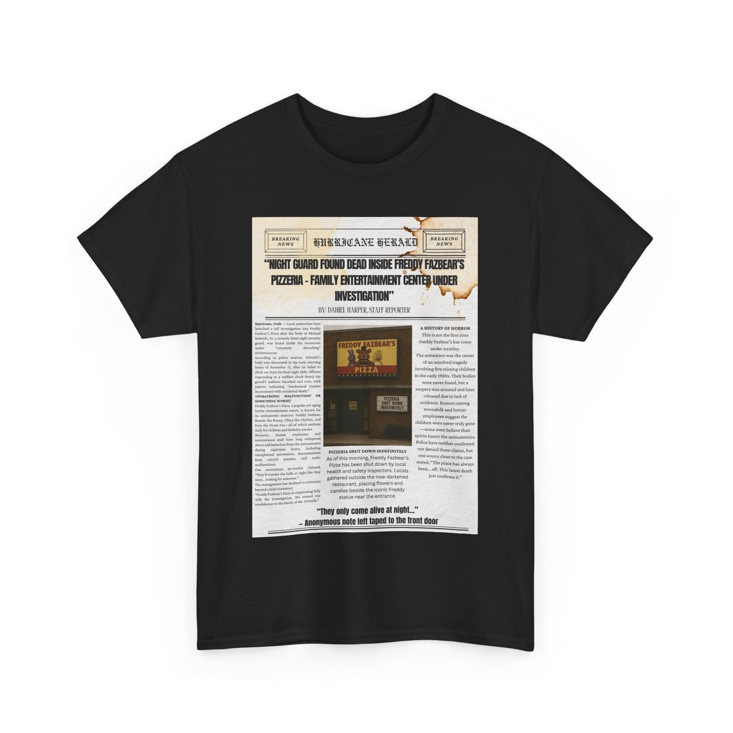 Five Nights At Freddy's Newspaper Shirt Unisex