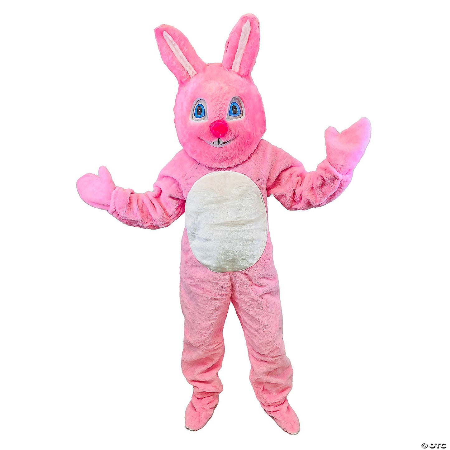 Adult Pink Easter Bunny Suit with Mascot Head Costume - Medium