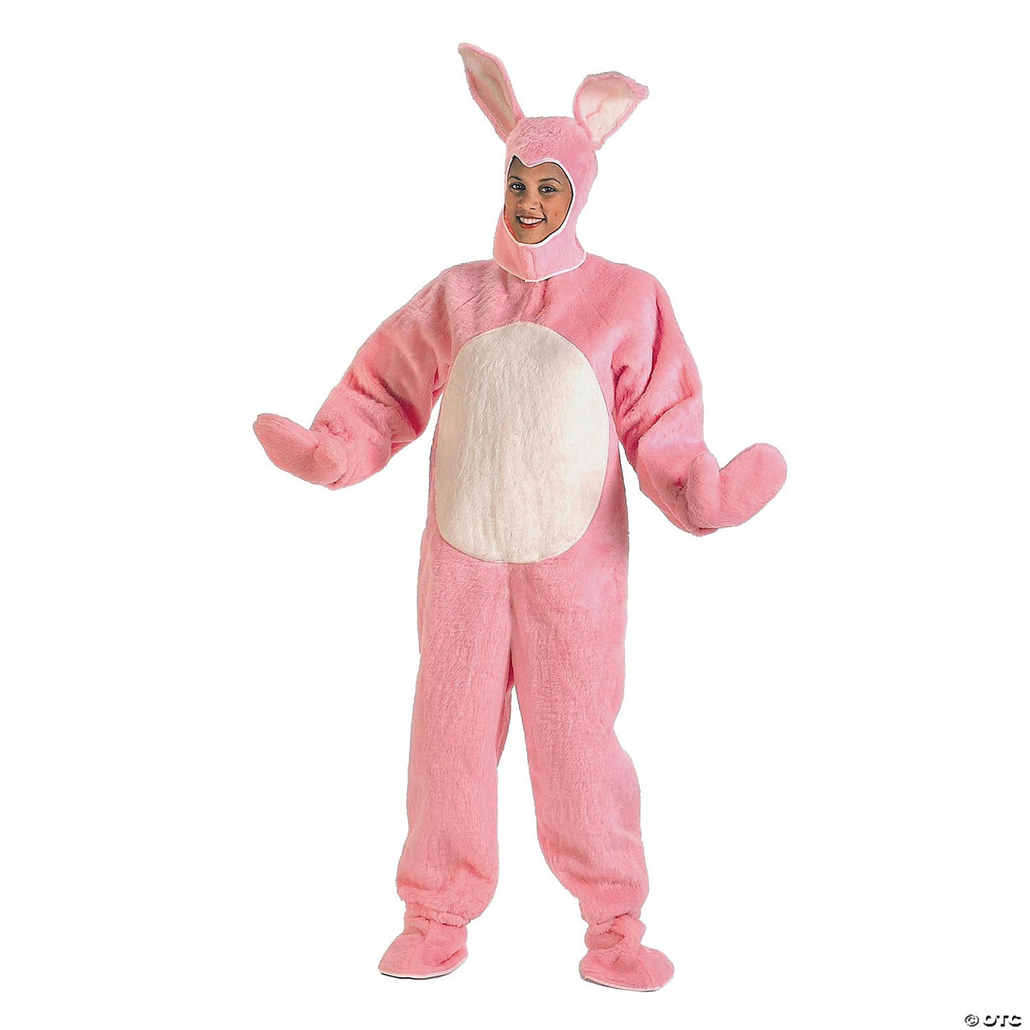 Adult White Easter Bunny Suit with Bunny Hood Costume - Medium