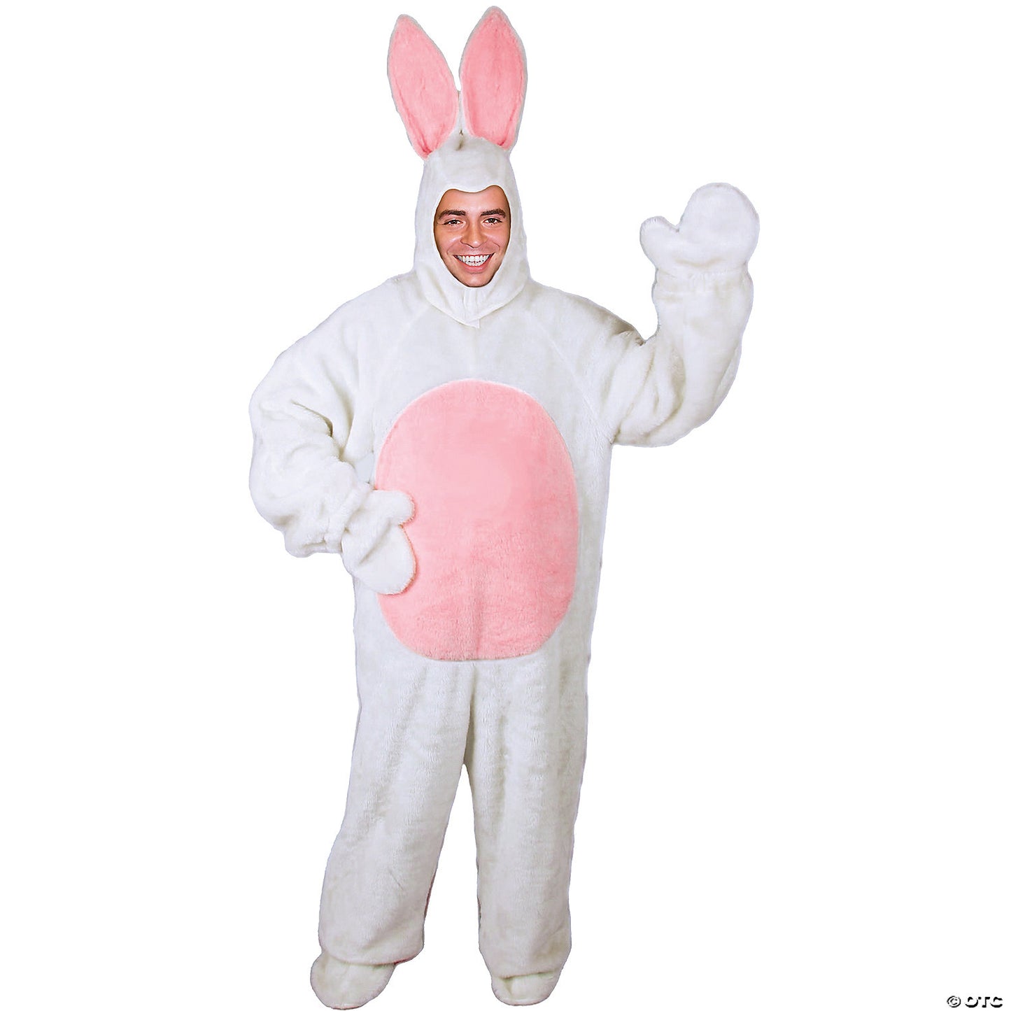 Adult White Easter Bunny Suit with Bunny Hood Costume - Large