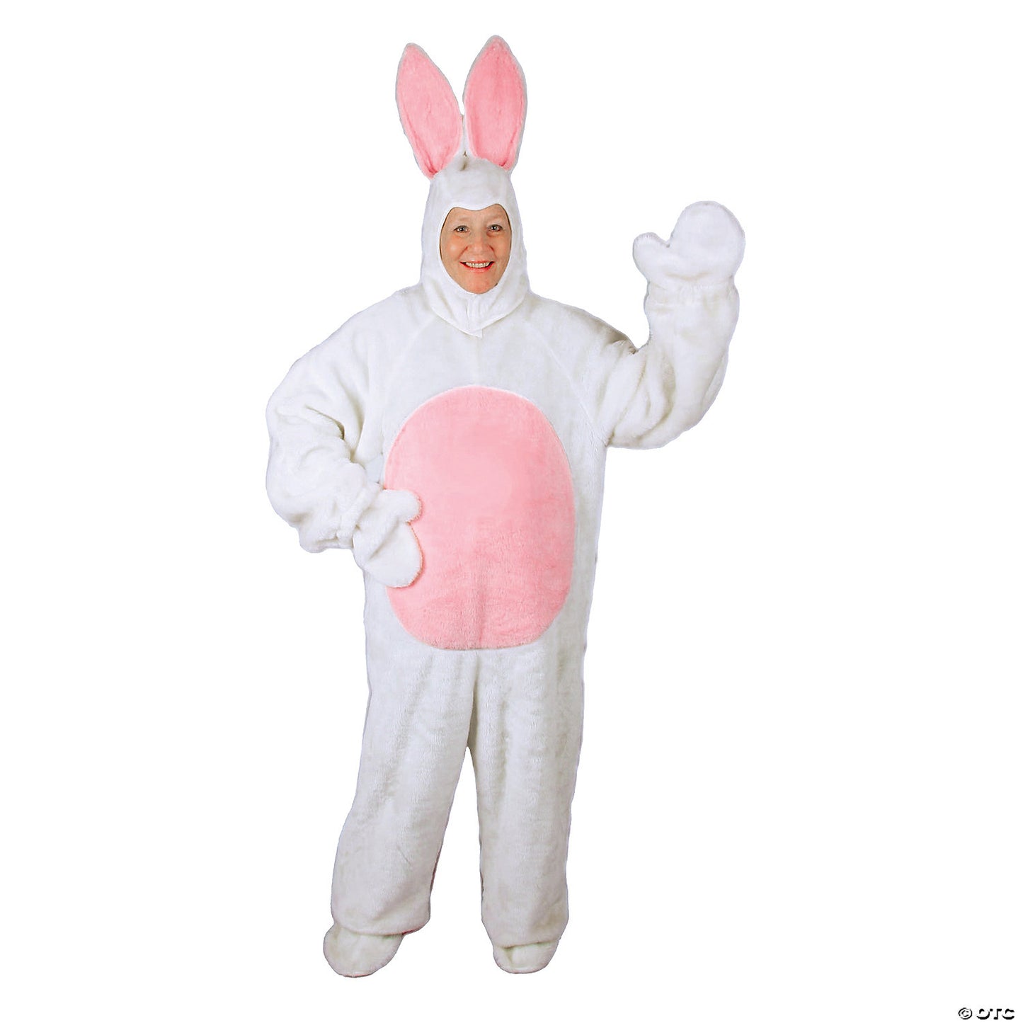 Adult White Easter Bunny Suit with Bunny Hood Costume - XL