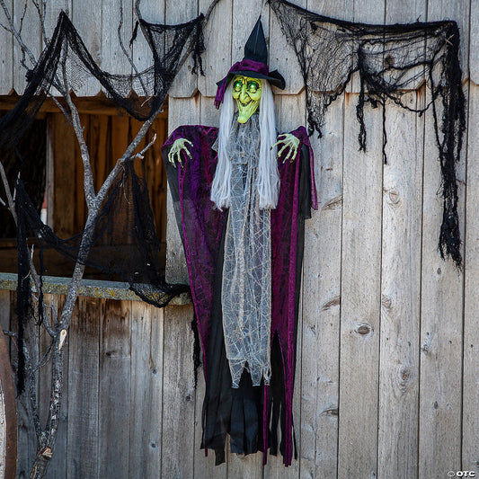 4 Ft Hanging Light Up Witch W/sound