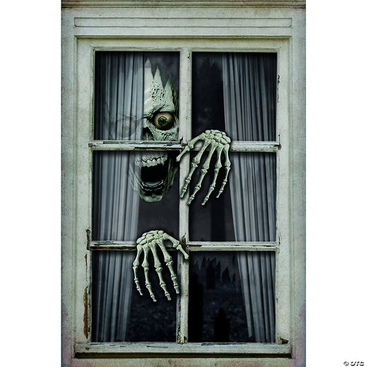 Fake Window Skull And Hands