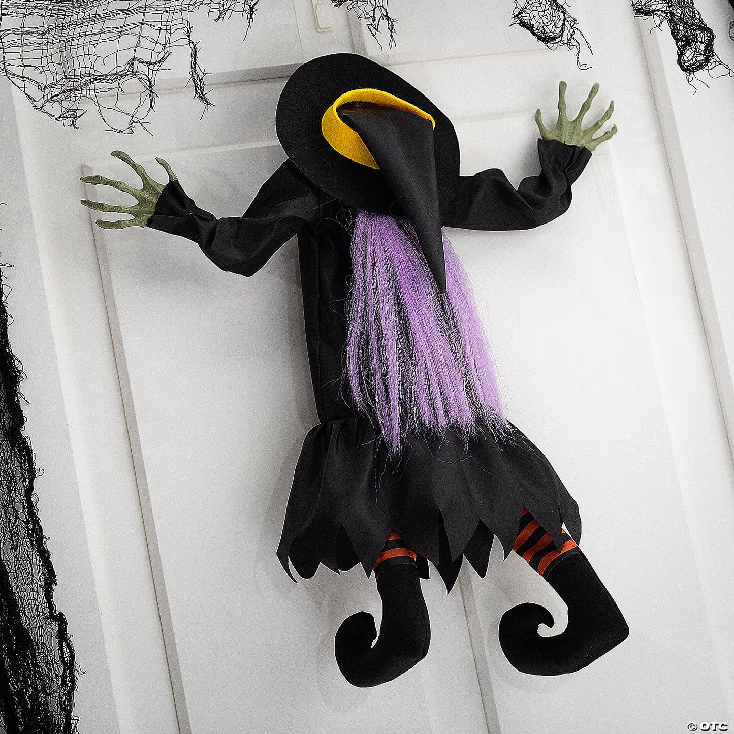 23 1/2" X 29 1/2" Hanging Animated Crashed Witch Halloween Decoration