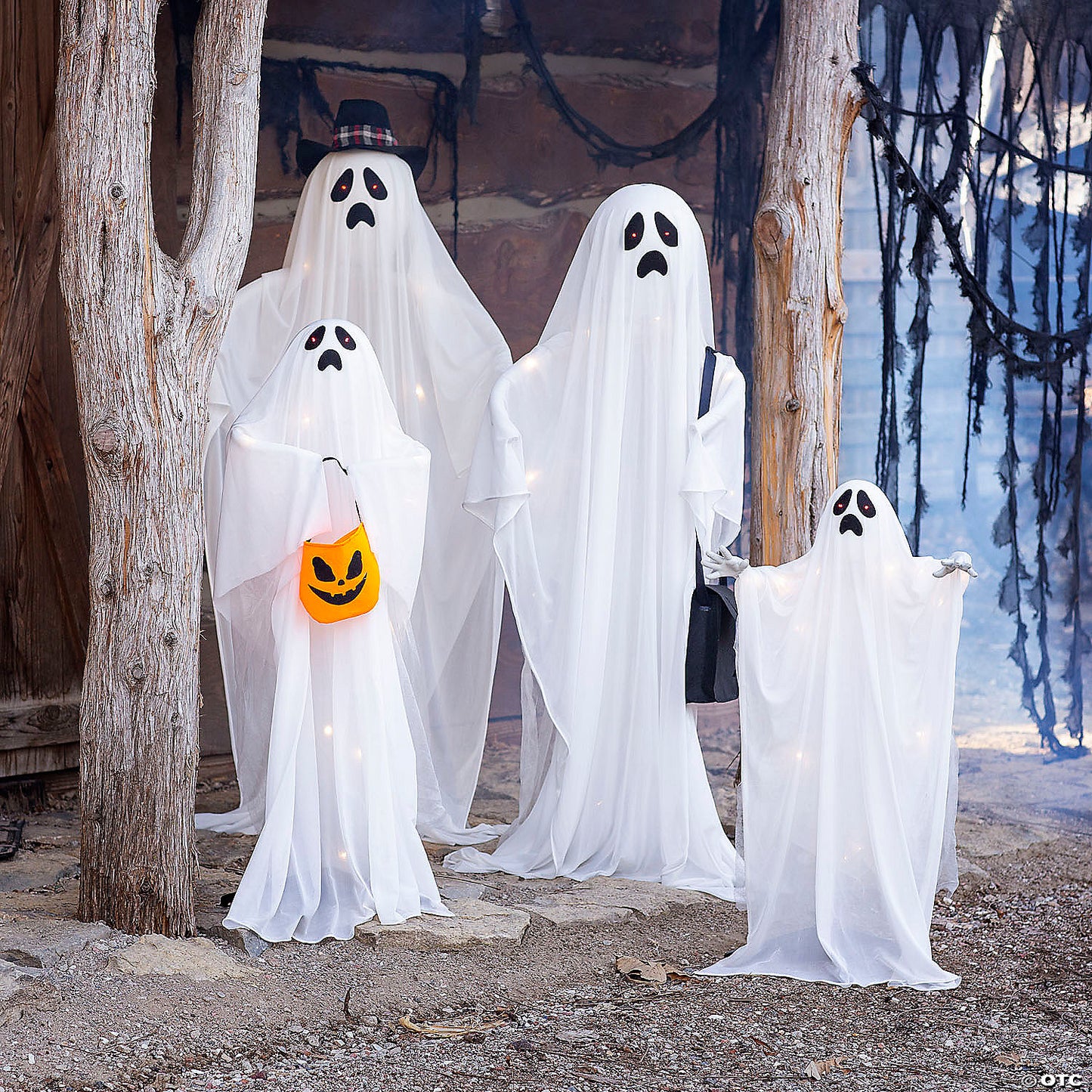 Lighted Up Standing Ghost Family