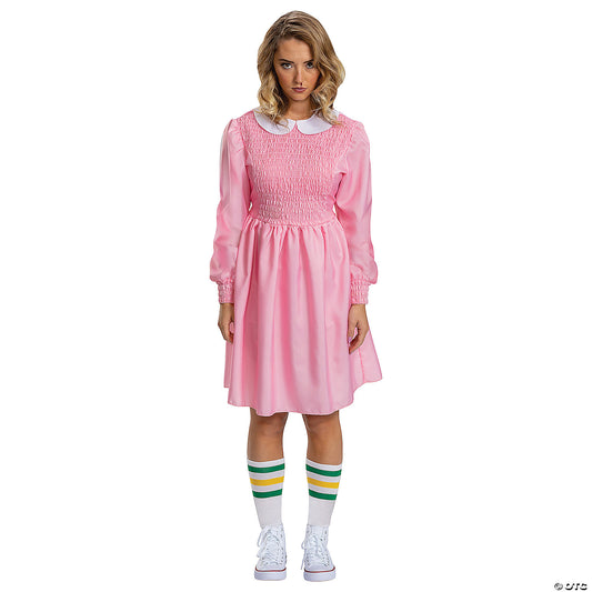 Adults Deluxe Stranger Things Eleven Pink Dress Costume - Small