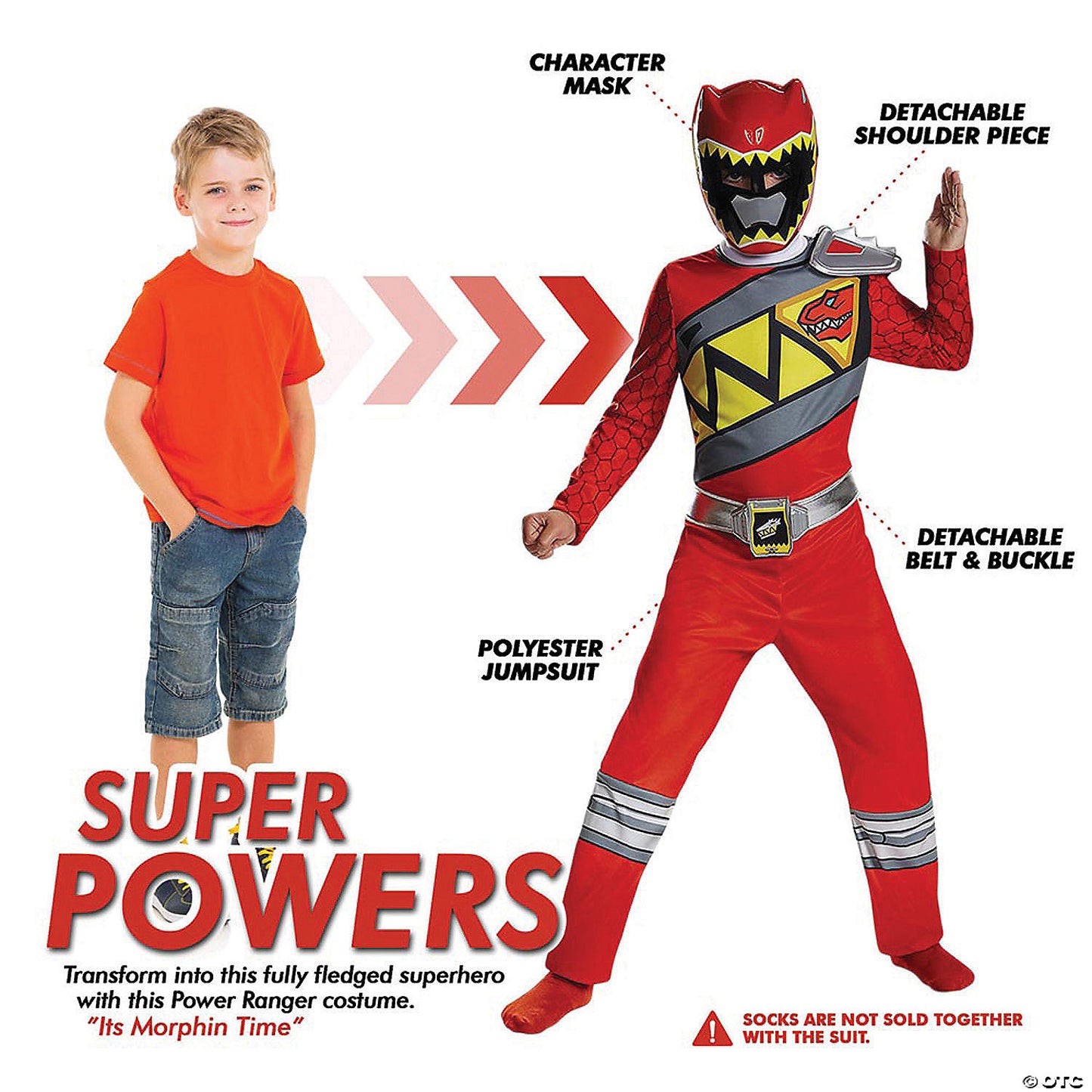 Boy's Classic Red Ranger Dino Costume - Medium