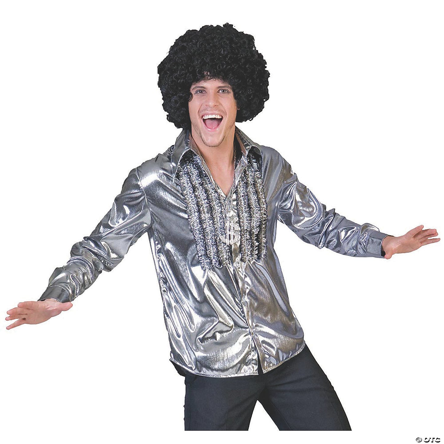 Men's Silver Saturday Night Fever Shirt Costume - Medium