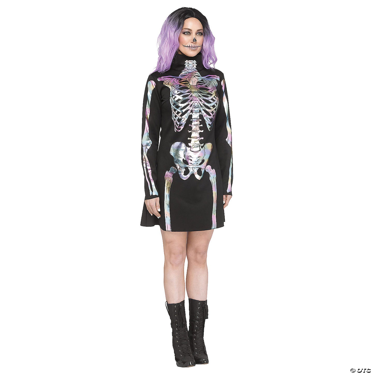 Adults Holographic Skeleton Costume - Small/Medium