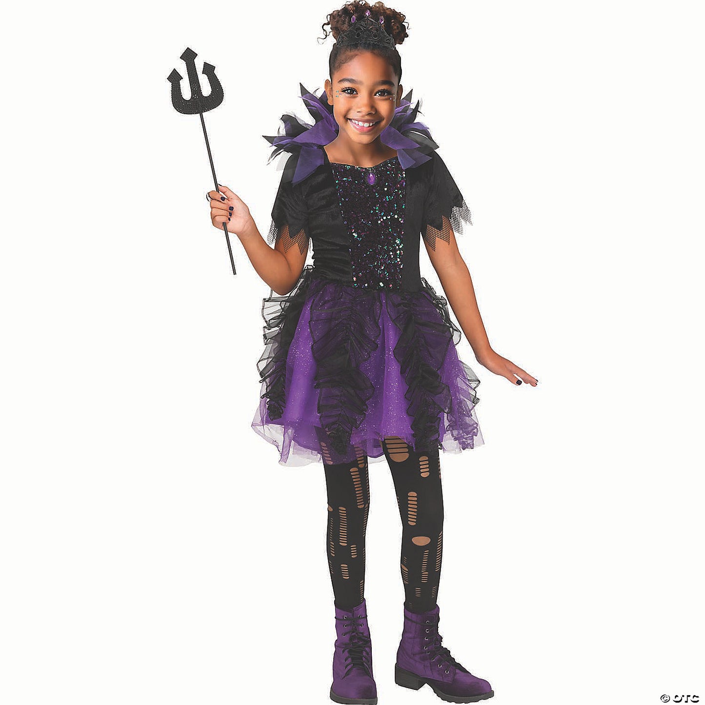 Girl’s Black & Purple Polyester Octo Princess Costume - Large 12-14