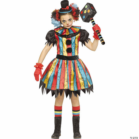 Girl’s Multicolor Polyester Carny Clown Costume - Large 12-14