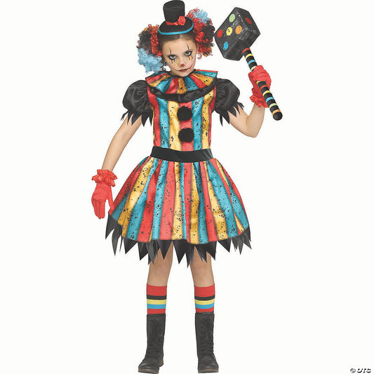 Girl’s Multicolor Polyester Carny Clown Costume - Extra Large 14-16