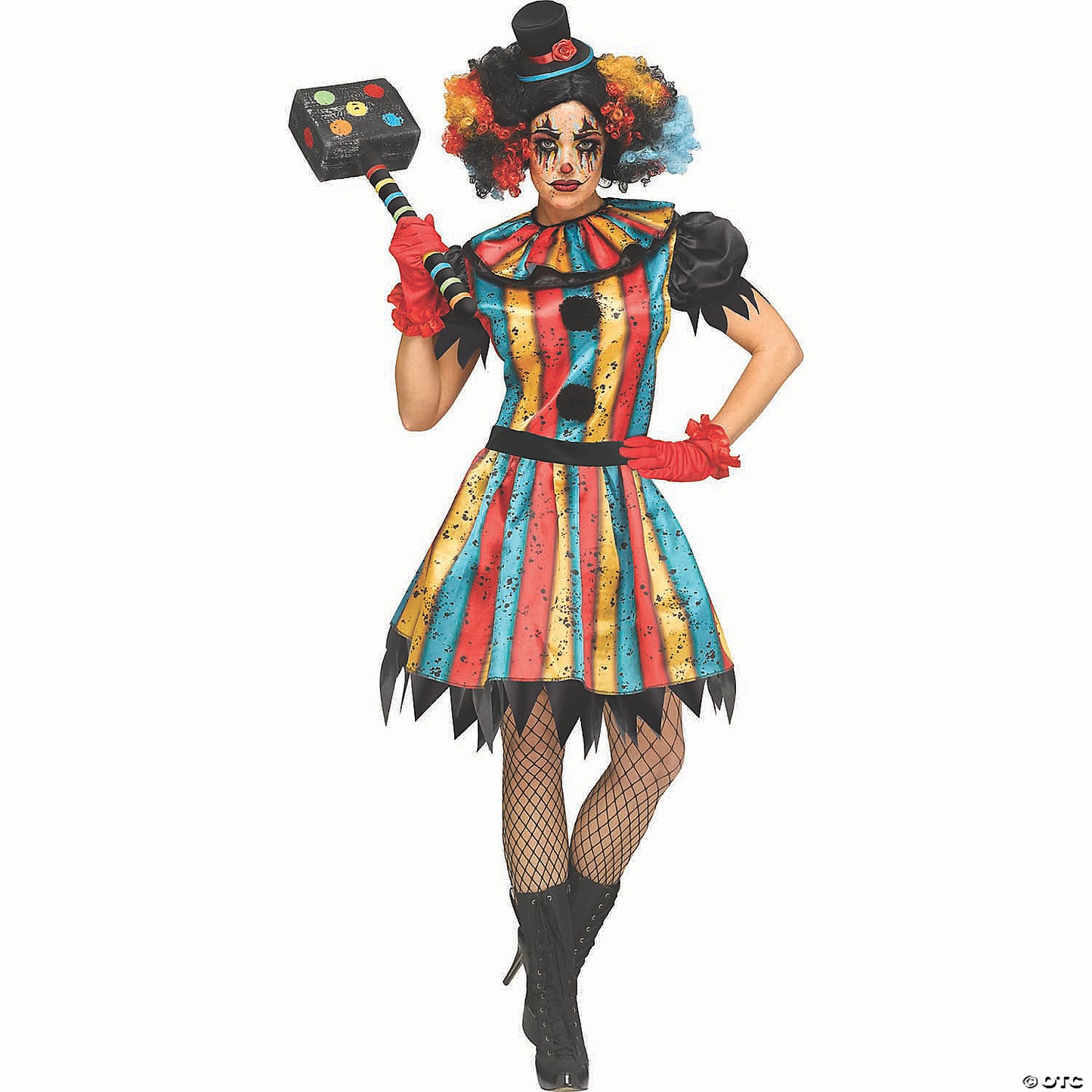 Women’s Multicolored Carny Clown Costume - Medium/large 10-14