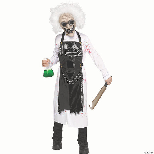 Kids Polyester Mad Scientist Costume With Mask - Large 12-14