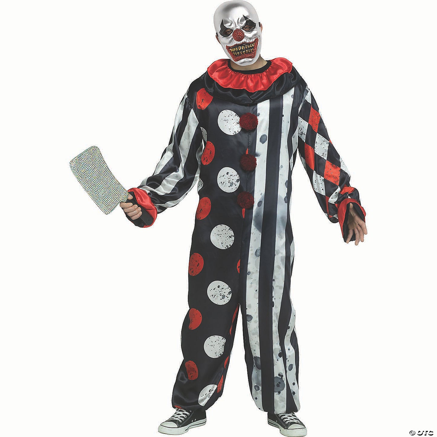 Adults Black, White & Red Big Top Bling Clown Costume - Standard