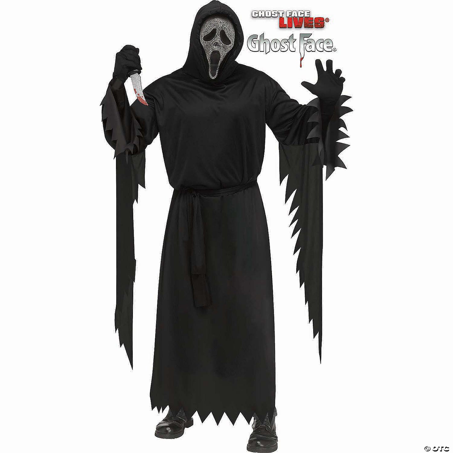 Adults Ghost Face® Black Robe With Gun Powder Gray Mask Costume - Standard