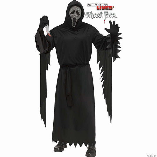 Adults Ghost Face® Black Robe With Gun Powder Gray Mask Costume - Standard