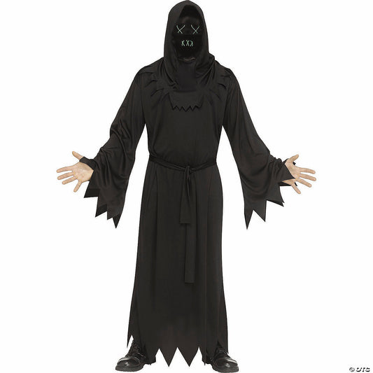 Adults Black Robe With Electroluminescent Mask Phantom Costume