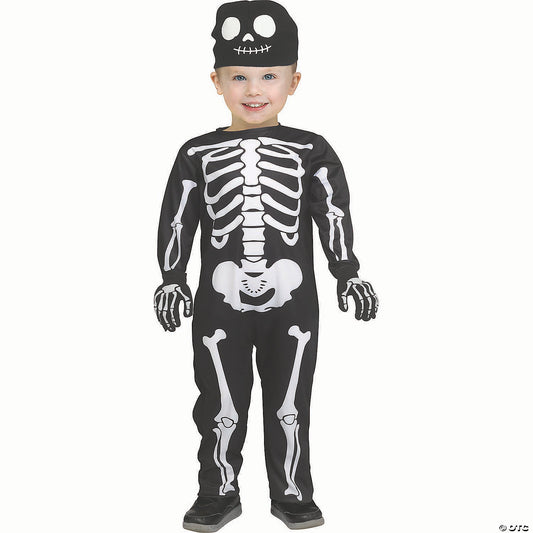 Toddler Black & White Polyester Skeleton Jumpsuit Costume - Large 3t-4t