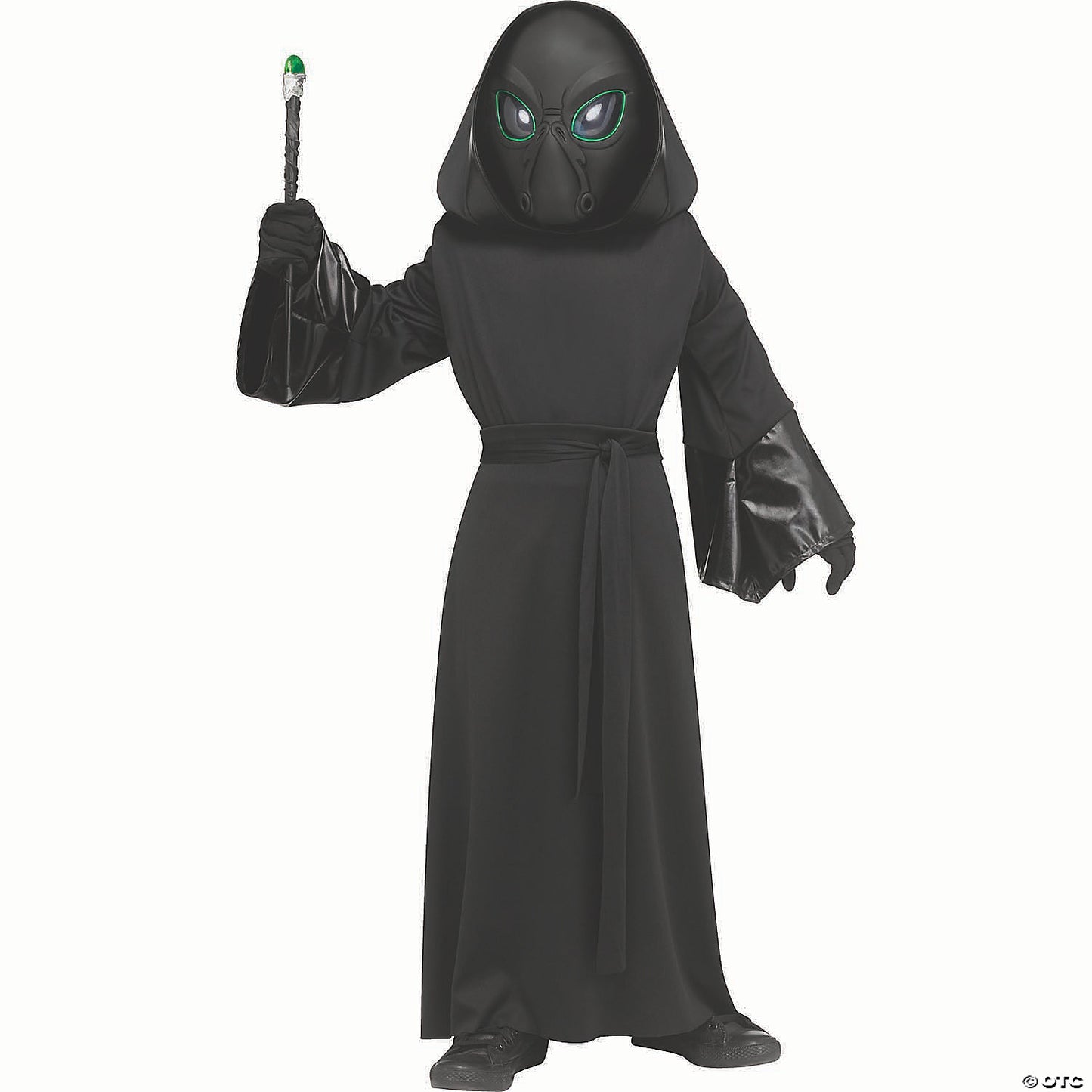 Kids Black Polyester Robe With Electro-luminescent Mask Alien Costume - Large 12-14