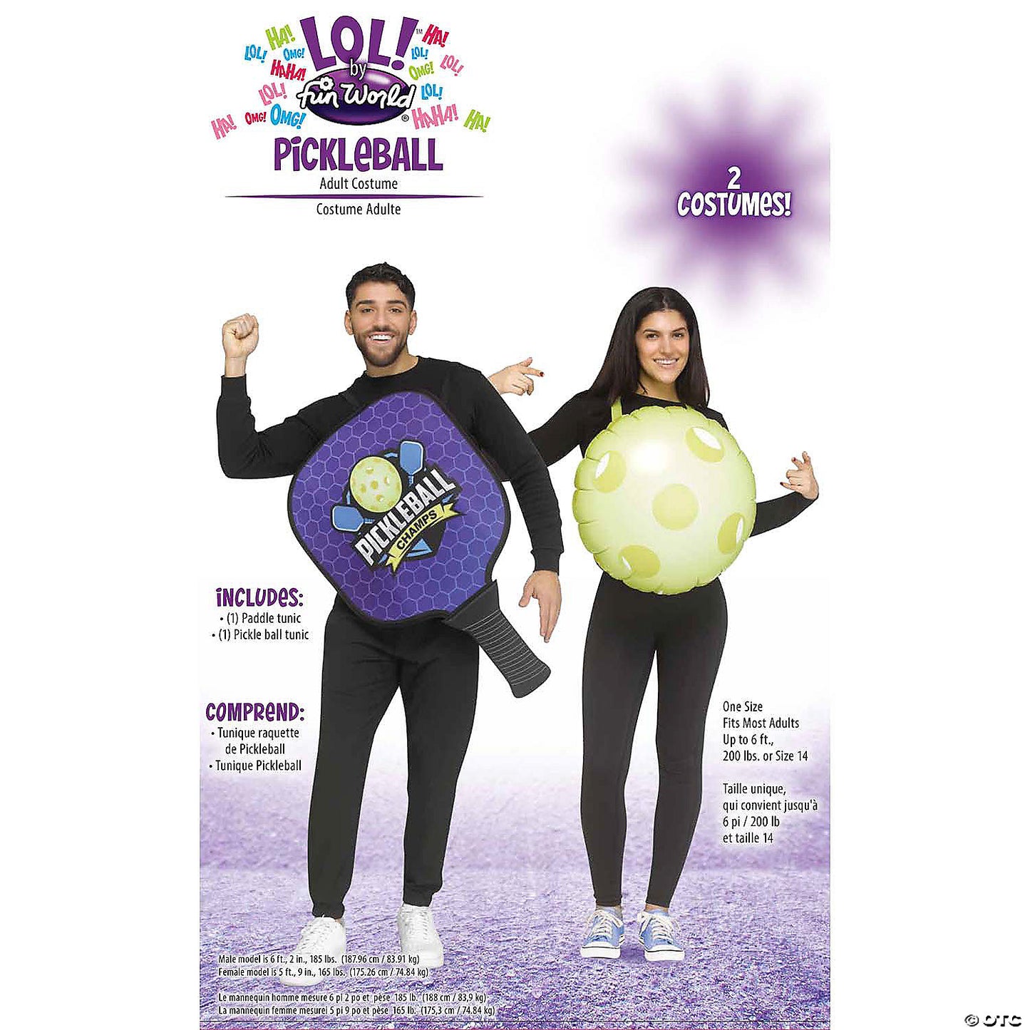 Adults Pickleball Pair Paddle & Pickleball Couples Costume - One Size