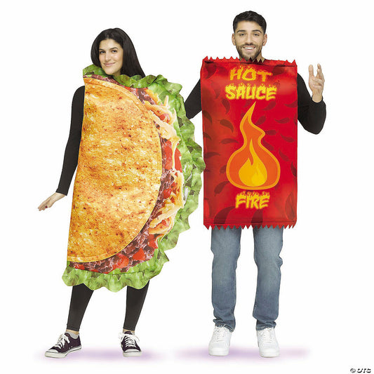 Adults Taco & Hot Sauce Couples Halloween Costume - One Size