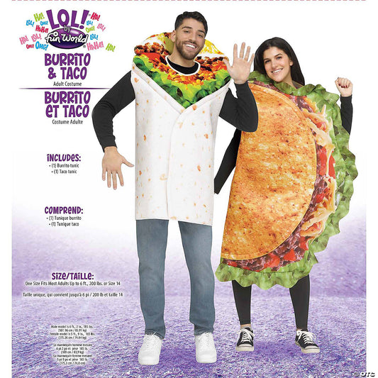 Adults Burrito & Taco Tunic Couples Costume - One Size