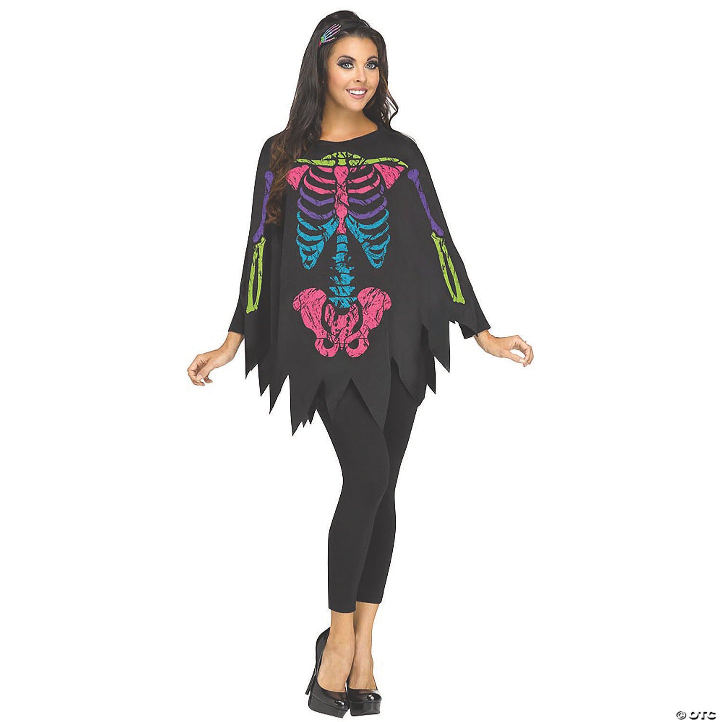 Poncho Skeleton Color Ad One Sz