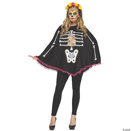 Poncho Day Of Dead Ad One Size