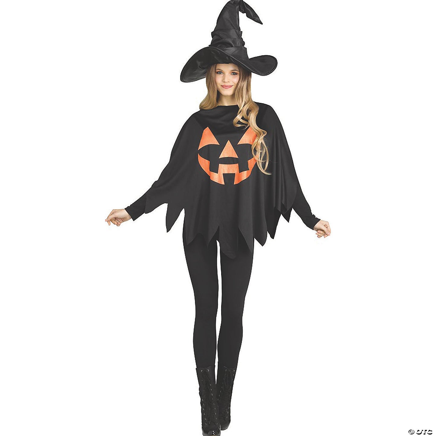 Jack O Lntrn Pmpkn Poncho - Adlt