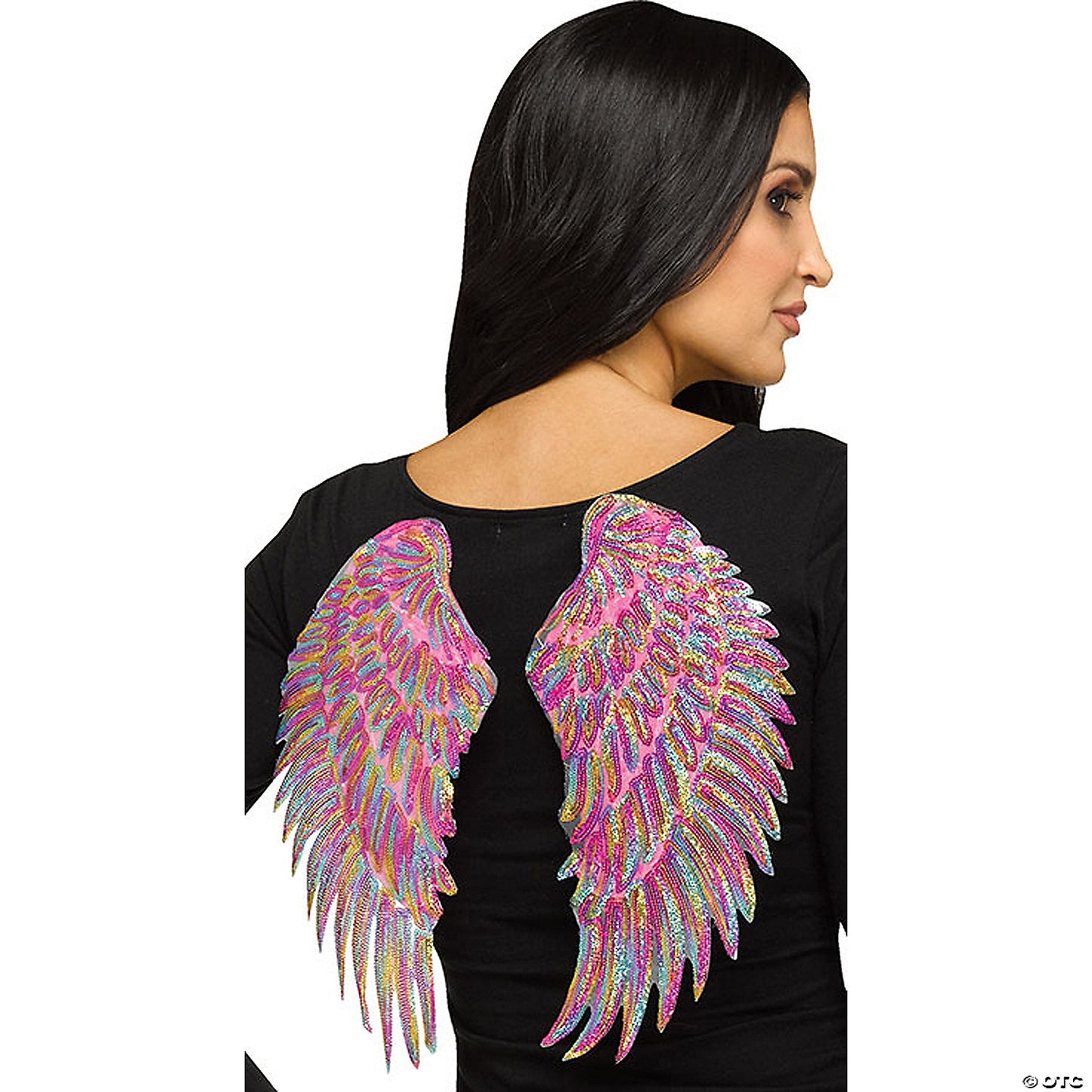 Adult Rainbow Metallic Fabric Foam Wings Costume Accessory