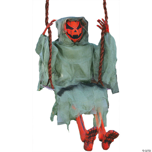 36" Hanging Dead Pumpkin Reaper On Swing Decoration