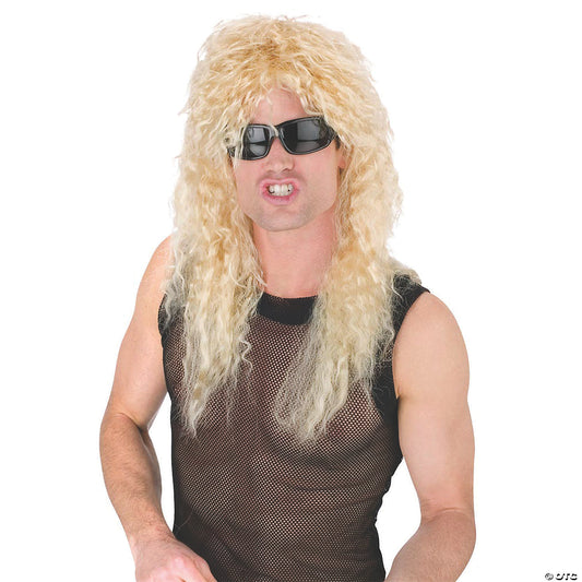 Adults Blonde Crimped Rocker Wig