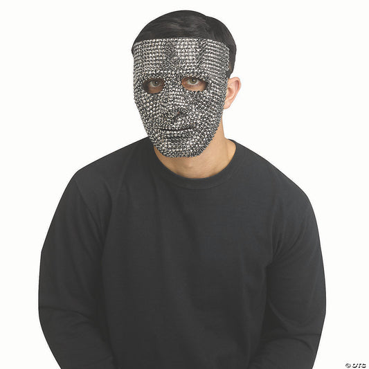 Adults Silver Rhinestone Bling Plastic Full Mask - One Size