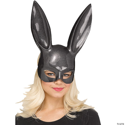 Black Glitter Bunny Mask