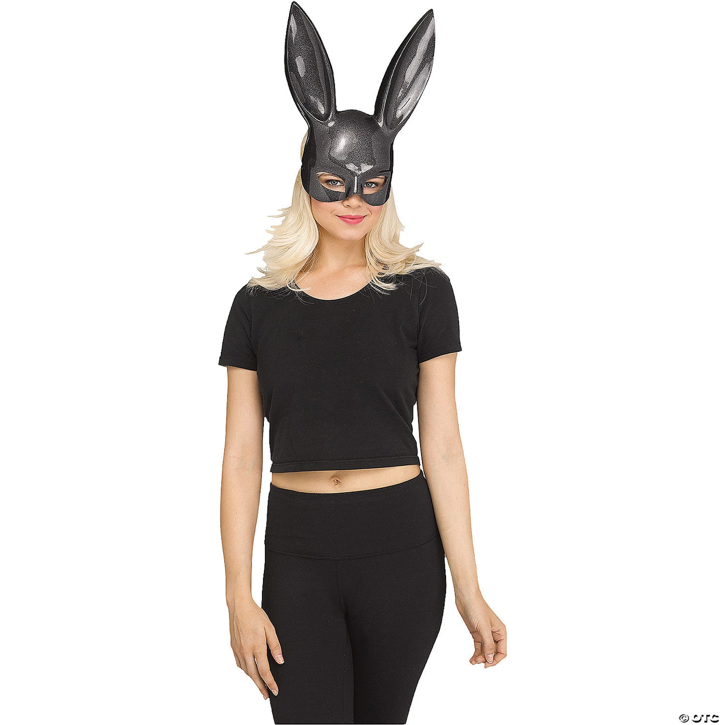 Black Glitter Bunny Mask