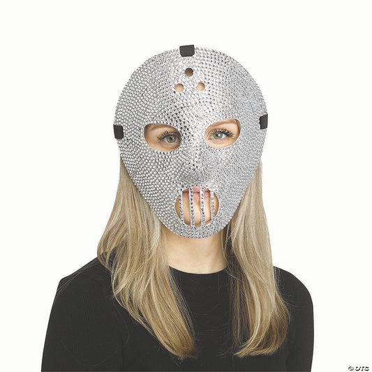 Adults Silver Rhinestone Bling Hockey Full Mask - One Size