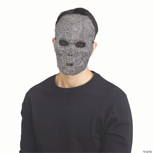 Adults Gunpowder Grey Rhinestone Bling Skull Full Mask - One Size