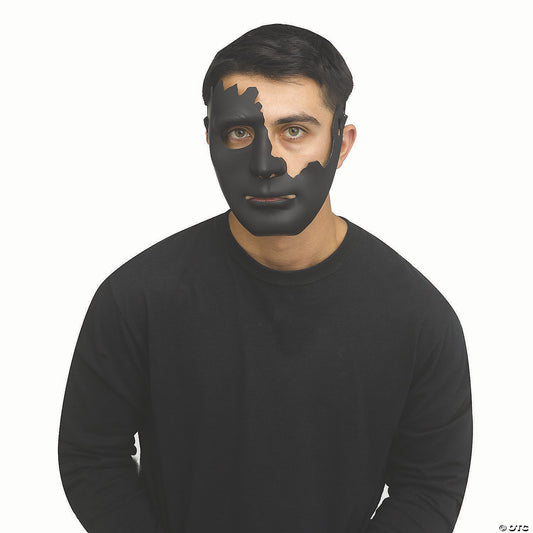 Adults Black Cracked Plastic Half Mask - One Size