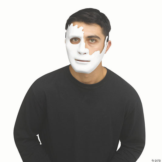 Adults White Cracked Plastic Half Mask - One Size