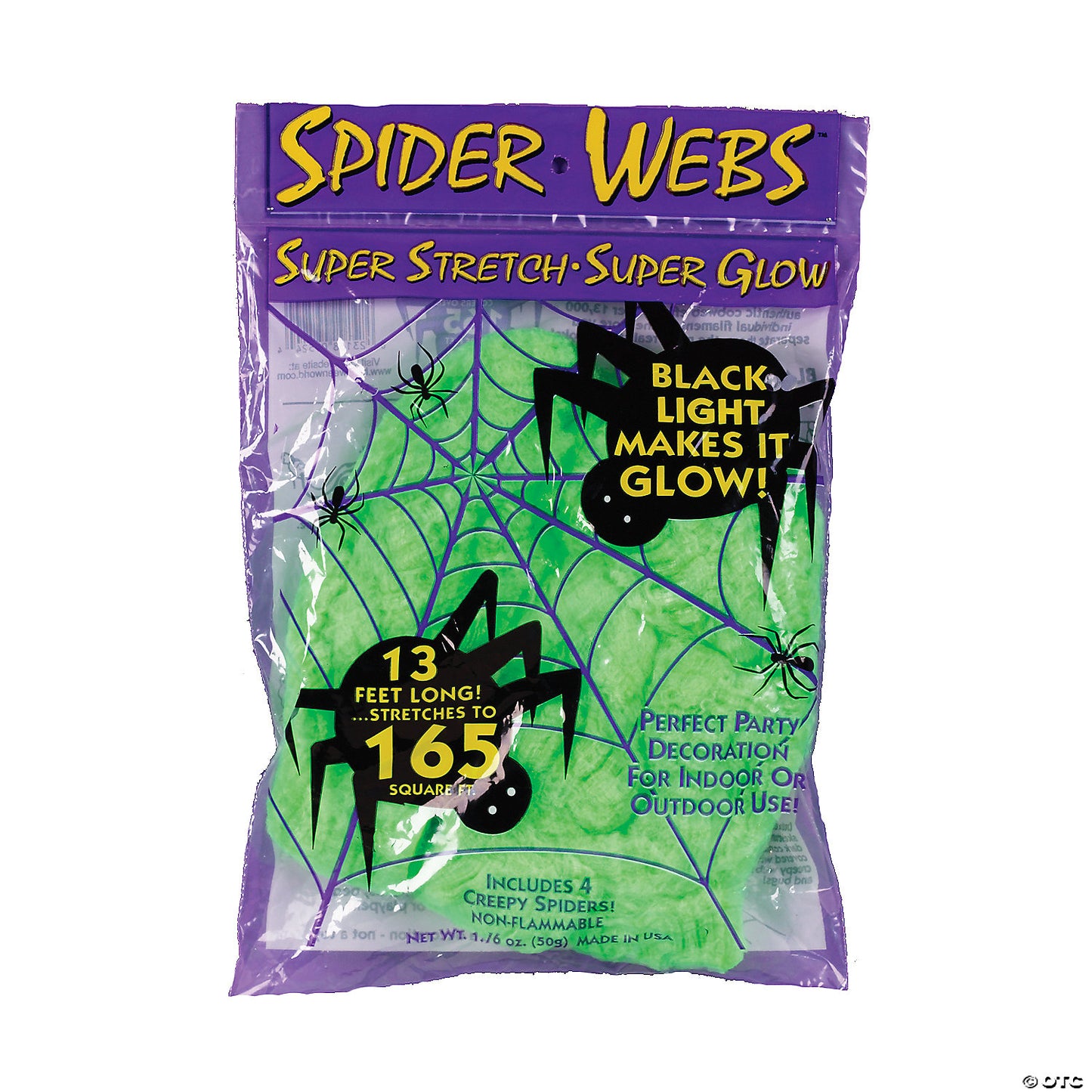 165 Sq. Ft. Super Stretch Glowing Green Spider Web Decoration