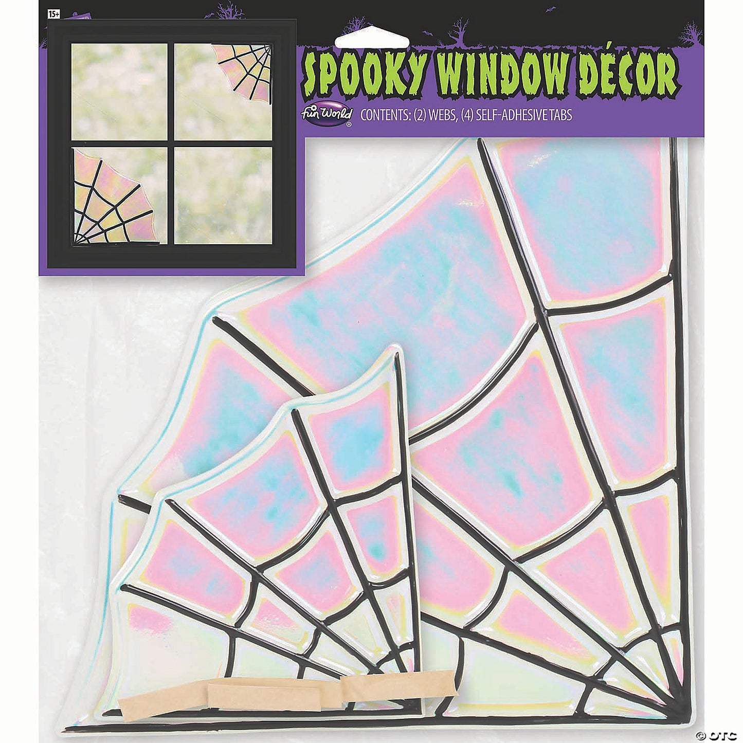 Iridescent Spooky Window Webs Halloween Decoration