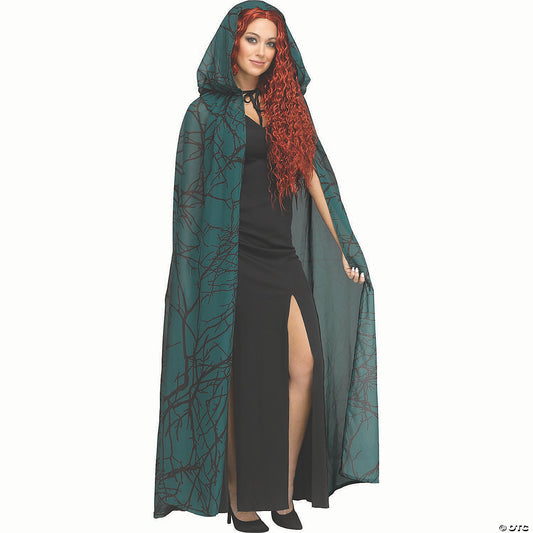 Adults Green Forest Polyester Hooded Cape Costume Accessory