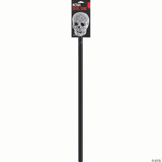 36" Rhinestone Bling Plastic Skull Cane Costume Accessory