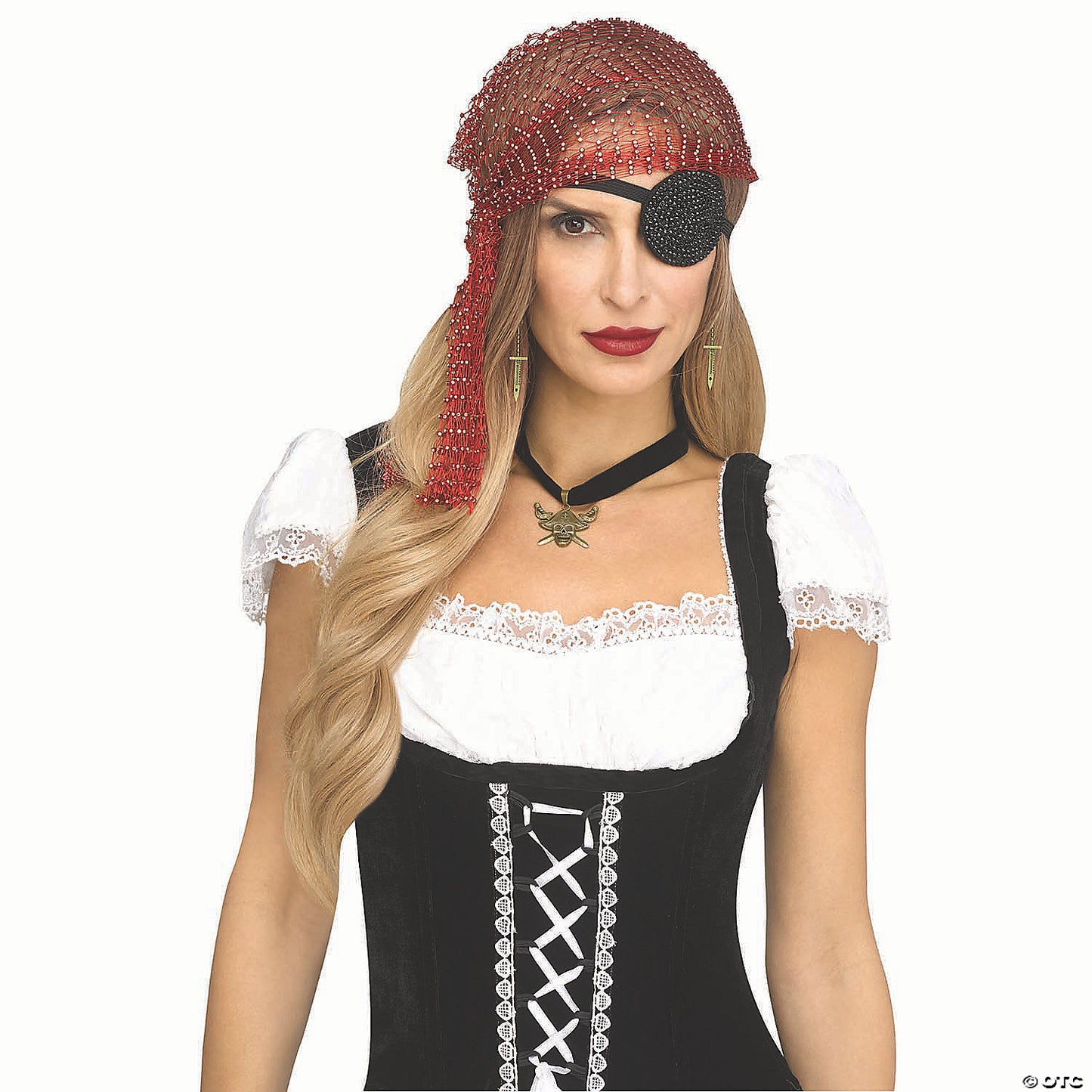 Adults Burgundy Rhinestone Bling Pirate Costume Accessory Kit