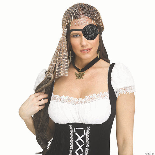 Adults Gold Rhinestone Bling Pirate Costume Accessory Kit